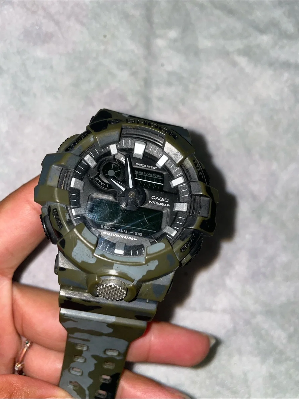 Casio G-Shock Tactical Camouflage Resin Watch - Green and White Pattern